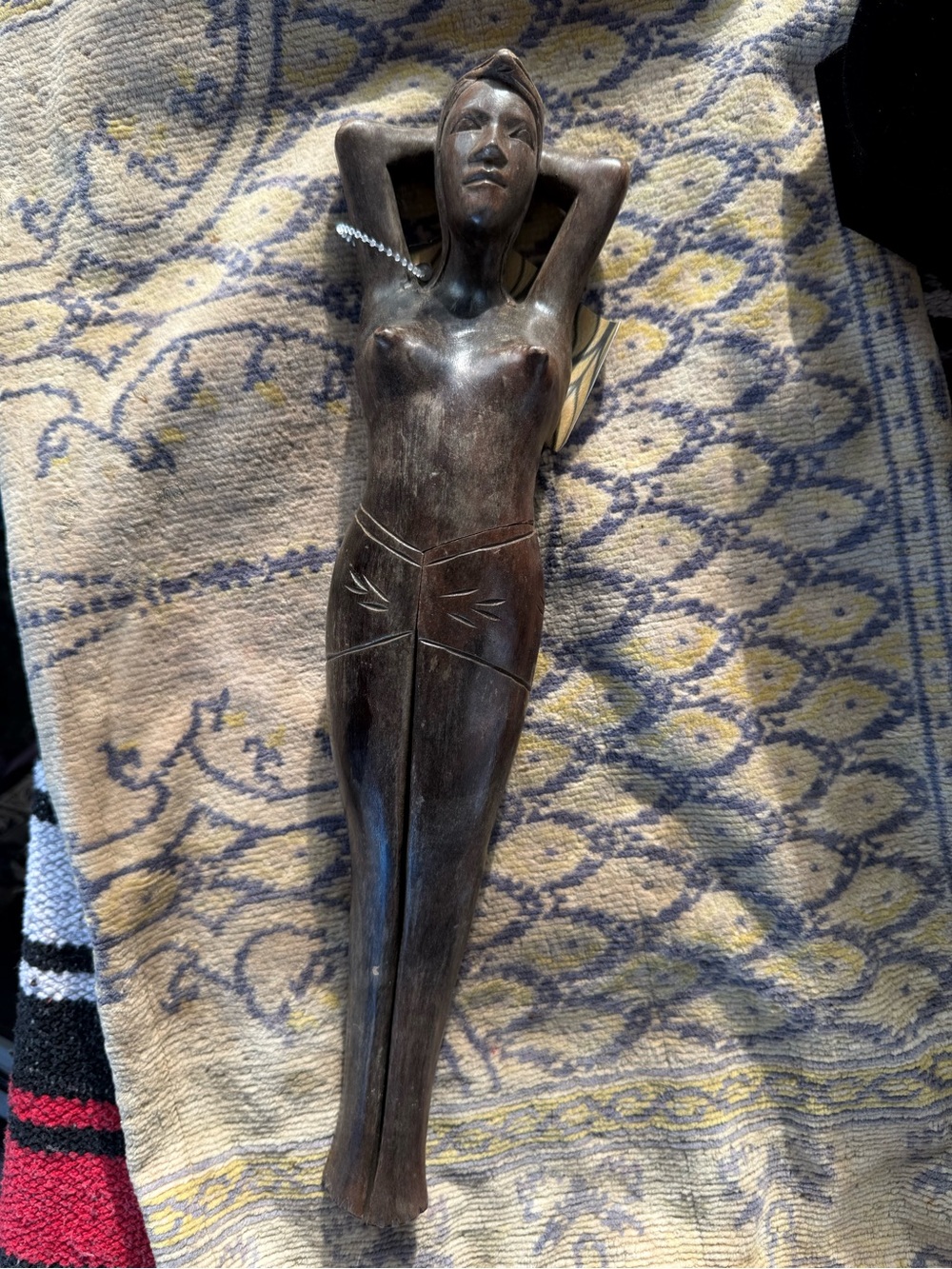 Hand-Carved Dark Wood Female Figurine Nutcracker